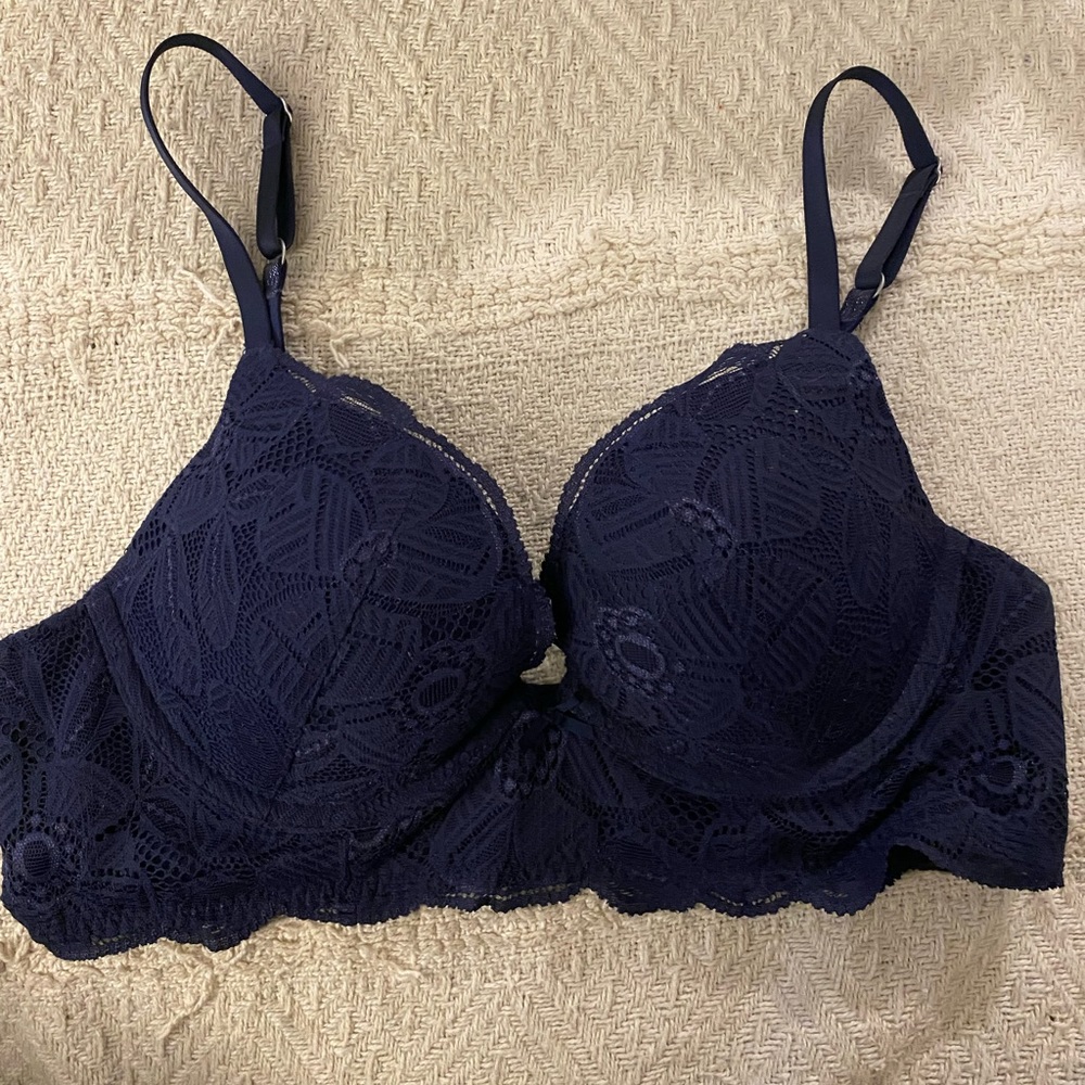 Aerie Brooke Navy Blue Padded Lace Bra 34B